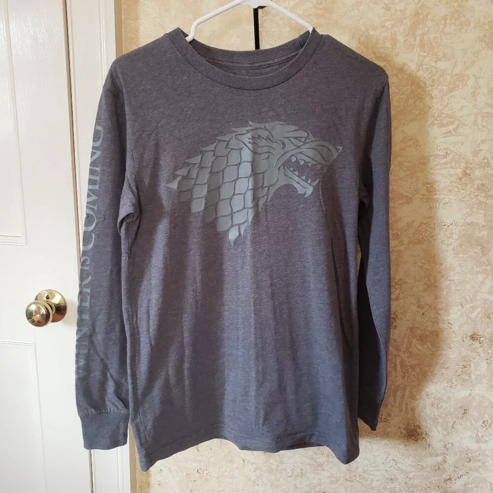 Winter Is Coming House Stark longsleeve grey shirt Game of Thrones - Picture 1 of 6